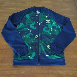 Adidas Boys Camo Print SST zip up closure long sleeve jacket size US Medium